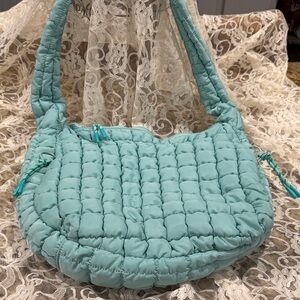 Quilted Aqua Shoulder Bag